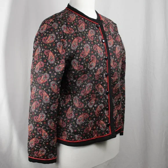 Vintage GrannyCore Boxy Quilted Paisley Blazer Jacket Sz M - Picture 5 of 10